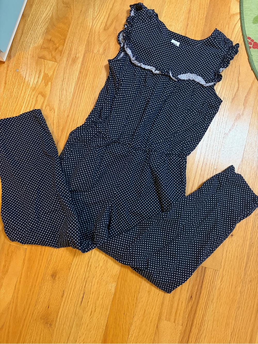 GAP Navy Polka Dot Ruffle Neck girls Jumpsuit